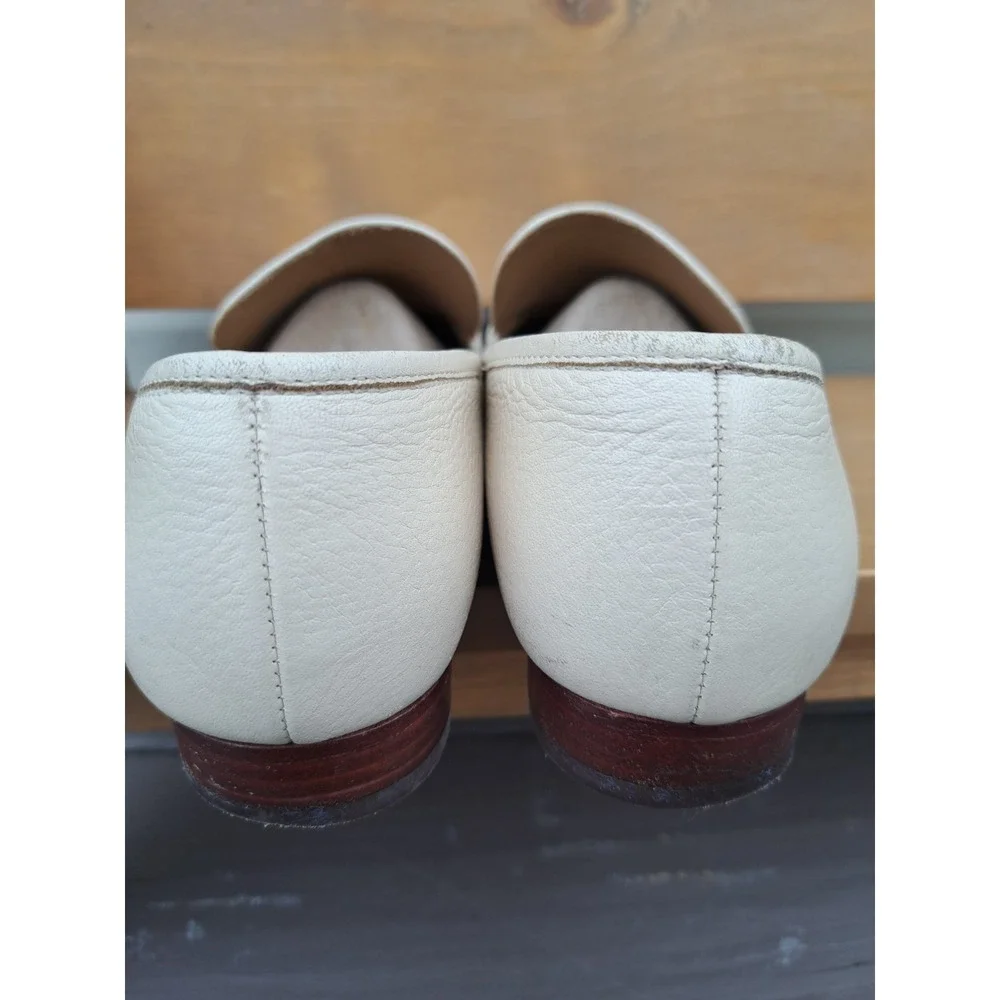 Tory Burch Women's Leather Cream Jessa Loafers Gold-Tone Horse Hardware Size 9 M